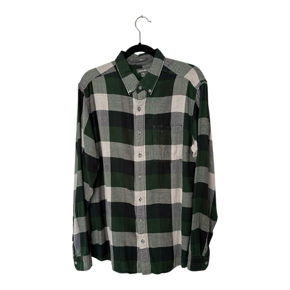 Eddie Bauer Checkered Green Button Down Long Sleeve Shirt - Size Large Tall - Picture 1 of 11